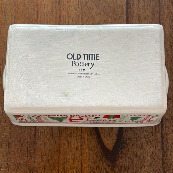 Set of 3 Old Time Pottery Merry Christmas Holiday Loaf Pans Off-white 6"x3.5" - Picture 3 of 3